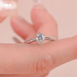 ロジウムメッキ 925 スターリングシルバー マイクロパヴェ 5.2x3.1mm モアッサナイト 指輪 女性用  プラチナ  usサイズ6 1/2(16.9mm)&nbsp;WG6524C-09