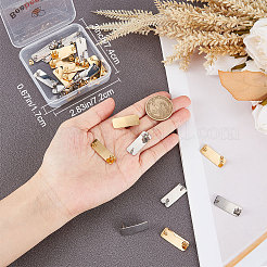 28個 2色 304ステンレススチールスタッドピアス金具  垂直ループ付き  カーブ四角形  ゴールデン·ステンレス鋼色  26x10mm  穴：2mm  ピン：0.8mm  14個/カラー&nbsp;STAS-BBC0002-45
