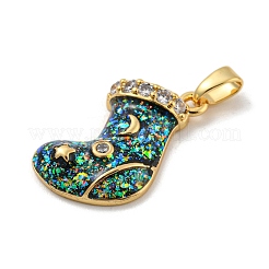 Christmas Brass Micro Pave Cubic Zirconia Pendants&nbsp;KK-H468-02C-03G