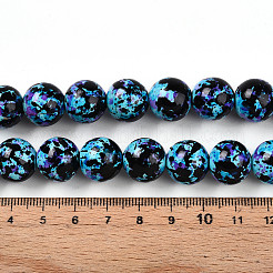 合成ターコイズビーズ連売り  スプレー塗装  ラウンド  ブラック  13x14mm  穴：1mm  約28個/連  14.57''（37センチメートル）&nbsp;TURQ-T004-08A-02