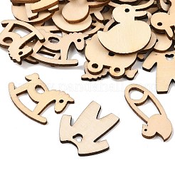 未完成の木製の切り抜き  赤ちゃんのテーマ  混合図形  バリーウッド  17~30x27~35x2.5mm  約50個/袋&nbsp;WD-CBACC5B-11