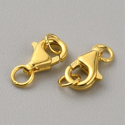 925スターリングシルバーカニカン  丸カン付き  ゴールドカラー  10mm  クラスプ：8x5x2mm&nbsp;FIND-WH0419-25G