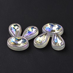 アクリルカボション  アクリルラインストーン付き  ウサギの頭部  ホワイト  35x31x7mm&nbsp;OACR-E008-11