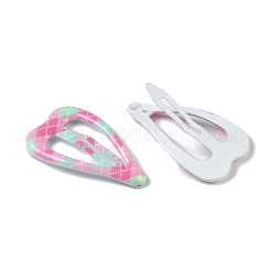 10Pcs 5 Colors Tartan Pattern Epoxy Resin Snap Hair Clip&nbsp;PHAR-P009-01E