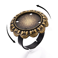 Adjustable Flower Alloy & Iron Bezel Cup Ring Base with Rotatable Tray&nbsp;MAK-T012-07AB