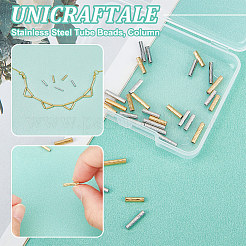 40個4スタイル304ステンレススチールチューブビーズ  コラム  ミックスカラー  8~10x2mm  穴：0.8mm  10個/スタイル&nbsp;STAS-UN0051-98