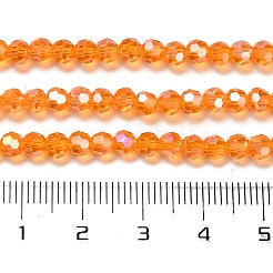 透明ガラスビーズ  32ファセット  ABカラーメッキ  ラウンド  ダークオレンジ  4.5x4mm  穴：1mm  約87~93個/連  32~33cm&nbsp;EGLA-A035-T4mm-B05