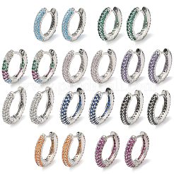 Brass Micro Pave Cubic Zirconia Hoop Earrings&nbsp;EJEW-C181-13P