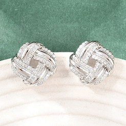 Brass Micro Pave Cubic Zirconia Stud Earrings&nbsp;EJEW-G471-45P