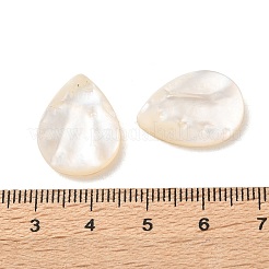 ナチュラルホワイトシェルビーズ  ティアドロップ  トップ掘削  貝殻色  19.5~20x14.5~15x2.5~3.5mm  穴：0.9mm&nbsp;SSHEL-F305-01A