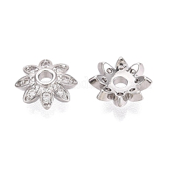 Brass Micro Pave Clear Cubic Zirconia Bead Caps&nbsp;KK-Q071-06P-02