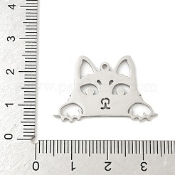 304ステンレスペンダント  中空の猫の形チャーム  ステンレス鋼色  20x30x1.5mm  穴：1.5mm&nbsp;STAS-F326-08A-P