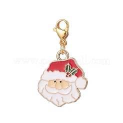 クリスマス合金エナメルペンダント装飾セット  304ステンレススチールのロブスタークロウ留め金付き  クリスマスのトナカイ & サンタクロース & ヒイラギの葉 & キャンディケイン  ミックスカラー  25~37mm  5個/セット&nbsp;HJEW-JM00908