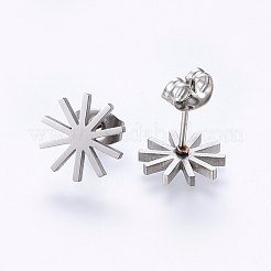 変色しにくい304ステンレススチール製ジュエリーセット  スタッドピアスとペンダントネックレス  花  ステンレス鋼色  ネックレス：18.9インチ（48cm）  スタッドピアス：11x1.2mm  ピン：0.8mm&nbsp;SJEW-O090-22P