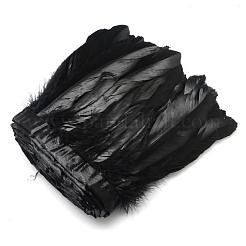 ファッションガチョウの羽フェザー布地連売り服飾材料パーツ  ブラック  羽：100~180x38~62mm  約2 M /袋&nbsp;FIND-Q040-05K