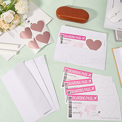 スクラッチサプライズ搭乗券  DIY旅行チケット  結婚式、誕生日パーティー用品のサプライズ公開カード  淡いバイオレットレッド  125x75x0.2mm&nbsp;DIY-WH20011-31C