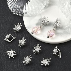 シェグレース 真鍮製マイクロパヴェ キュービックジルコニア フープピアス金具  太陽  カン付き  プラチナ  14.5x14.5x12mm  穴：1.2mm  ピン：0.8mm&nbsp;XGRQ7H948-951P