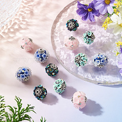 12Pcs 4 Styles Handmade Resin Indonesia Round Beads&nbsp;IPDL-TA0001-06