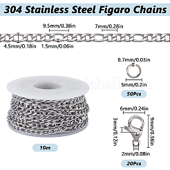 304 Stainless Steel Figaro Chains Chains&nbsp;FIND-SC0012-50B-P