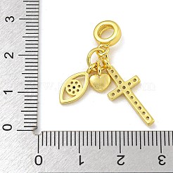 Rack Plating Brass Micro Pave Cubic Zirconia Pendants&nbsp;KK-I718-06G
