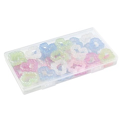 UVメッキアクリルビーズ30個。  虹色の  ハート  ミックスカラー  25x29x7mm  穴：2.5mm&nbsp;MACR-FS0002-43