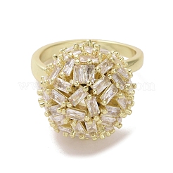 Brass Micro Pave Cubic Zirconia Cuff Ring&nbsp;RJEW-K256-54G
