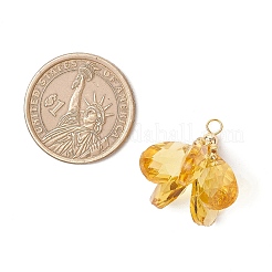 ガラスチャーム  花のチャーム  真鍮のループとシードビーズ付き  多面カット  ゴールド  23~24x24~26mm  穴：2.5~3x3~3.5mm&nbsp;PALLOY-MZ00741-06