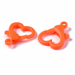 不透明なアクリルカニカン  ハート  レッドオレンジ  26.5x22x6.5mm  穴：3mm&nbsp;SACR-T358-02M