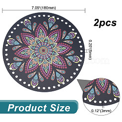 アクリルバッグ底  巾着用品  曼荼羅花柄の平丸  インディゴ  18x0.3cm  穴：5mm&nbsp;DIY-WH0304-376A
