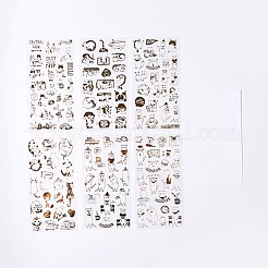 猫テーマグリッター自己粘着ホットスタンピングステッカーセット  diyギフトハンドアカウントフォトフレームアルバムデコレーションステッカー  ゴールド  170x88x0.1mm  6sheets /バッグ&nbsp;DIY-WH0163-01