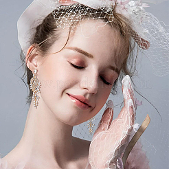 3ペア3色の輝くラインストーンの葉っぱの枝のダングルスタッドピアス  女性用合金ロングドロップイヤリング  ミックスカラー  95x30mm  1ペア/カラー&nbsp;EJEW-FI0001-90