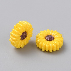 食品グレードの環境に優しいシリコーン焦点ビーズ  デイジー  ゴールド  19x7mm  穴：2mm&nbsp;SIL-TAC0015-09A