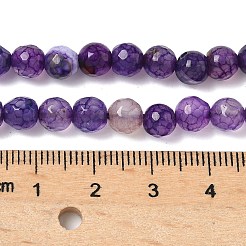 天然石瑪瑙ビーズ連売り  染め＆加熱  ラウンド  多面カット  インディゴ  6mm  穴：1mm  約62個/連  14.37~14.76インチ（36.5~37.5cm）&nbsp;G-C082-A01-53