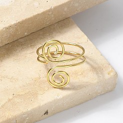 304ステンレススチールラウンドラップオープンカフリング女性用男性用  18KGP本金メッキ  内径：18mm&nbsp;RJEW-Z071-02A-G