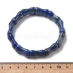 竹と天然ラピスラズリのビーズを使ったストレッチブレスレット（男女兼用）  内径：2.36インチ（6cm）&nbsp;BJEW-K304-01H