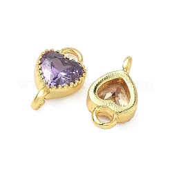 Brass Pave Cubic Zirconia Connector Charms&nbsp;KK-L264-14G
