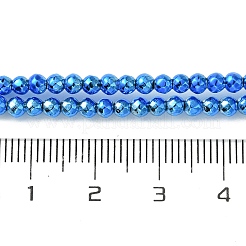ベーキングペイント合成非磁性ヘマタイトビーズ連売り  多面カット  ラウンド  ミディアムブルー  3mm  穴：0.8mm  約142個/連  15.59''（39.6センチメートル）&nbsp;G-H020-K01-06