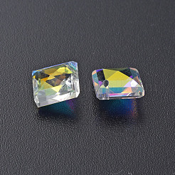 電気メッキガラスチャーム  シルバーメッキのボトム  多面カット  菱形  クリアAB  11x11x5mm  穴：1mm  84個/ボードについて  5ボード/ボックス&nbsp;EGLA-N006-021A-04