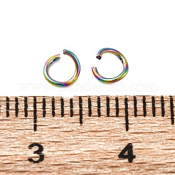 イオンプレーティング（IP）304ステンレス鋼オープン丸カン  リング  虹色  4x0.6mm  22ゲージ  内径：2mm&nbsp;STAS-N098-062D-01