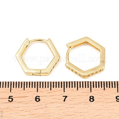 Hexagon Brass Cubic Zirconia Hoop Earrings&nbsp;EJEW-A156-15A-G