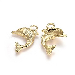 合金ペンダント  鉛フリー＆ニッケルフリー＆カドミウムフリー  イルカ  18KGP本金メッキ  31.5x21x4mm  穴：4mm&nbsp;TIBEP-A040-035G-NR