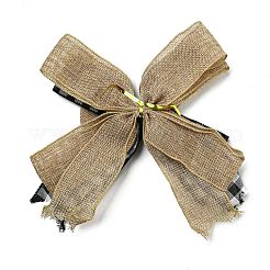 クリスマスリネンの大きな蝶結び飾り  ツイストタイ付き  クリスマスパーティーの装飾用  淡い茶色  215x250x31mm&nbsp;AJEW-M041-01A