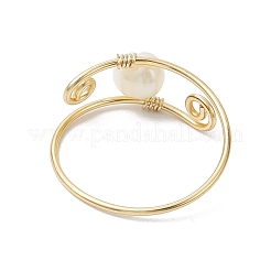 Round Natural Cultured Freshwater Pearl Finger Rings&nbsp;RJEW-JR00746
