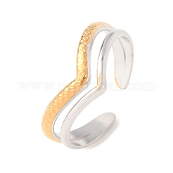 女性用304ステンレススチールカフオープンリング  ゴールデン·ステンレス鋼色  ハート  10mm  内径：18mm&nbsp;SA-CBABC9E-05E-GP