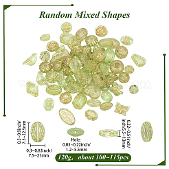 透明アクリルビーズ120g  ライン入り  混合図形  薄緑  7.5~22.5x7.5~21x5.5~13mm  穴：1.2~5.5mm&nbsp;MACR-PA0001-72B