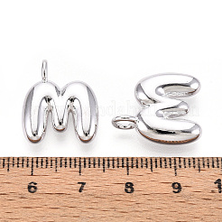 真鍮製ペンダント4個  925銀メッキ  文字m  19x16x4.7mm  穴：3.2mm&nbsp;KK-PH0012-82M