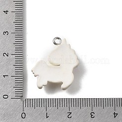 不透明樹脂ペンダント  ユニコーンチャーム  プラチナアイアンループ付き  カラフル  22.5x21x6mm  穴：2mm&nbsp;RESI-L048-05P