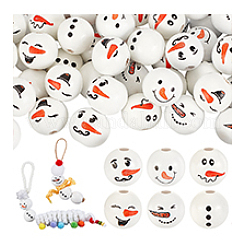 Christmas Printed Wood Beads&nbsp;WOOD-PH0003-24
