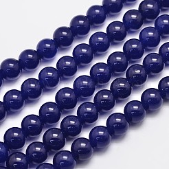 天然石&染め加工マレーシアジェイドビーズ連売り  ラウンド  ミッドナイトブルー  10mm  穴：1.0mm  約38個/連  15インチ&nbsp;G-A146-10mm-A22