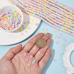 15連売り手作りポリマークレイビーズ連売り  ディスク/フラットラウンド  ジュエリー工芸用品のDIY用  ヒシビーズ  ミックスカラー  6x0.5~1mm  穴：1.8mm  約290~320個/連  15.75インチ〜16.14インチ（40~41cm）  1連 /セット&nbsp;CLAY-PA0001-07D
